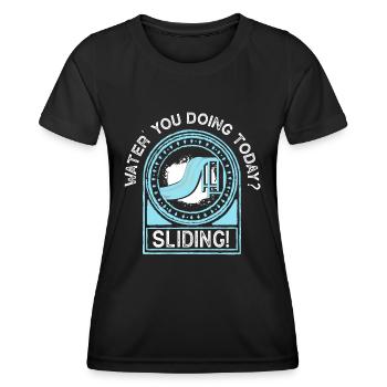 Swimming pool Waterslide Outdoor pool Slides - Women's Functional T-Shirt - black - Front - AI Model Female 172 light (172cm)