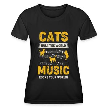 Instrument de musique chaton - T-shirt sport Femme - noir - Devant - AI Model Female 172 light (172cm)