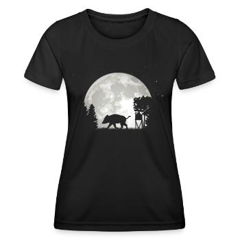 Chasse à la lune de sanglier - T-shirt sport Femme - noir - Devant - AI Model Female 172 light (172cm)