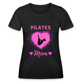 Pilates Mom, Pilates Mum Love - Women's Functional T-Shirt - black - Front - AI Model Female 172 light (172cm)