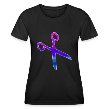 Friseur Schere - Frauen Funktions-T-Shirt - Schwarz - Vorne - AI Model Female 172 light (172cm)