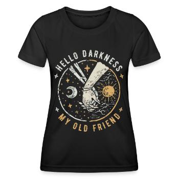 Hallo Dunkelheit, mein alter Freund Sonnenfinsternis - Frauen Funktions-T-Shirt - Schwarz - Vorne - AI Model Female 172 light (172cm)