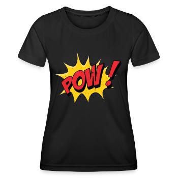 POW! Comic Speech Bubble - Cartoon Funny Pop Art - Women's Functional T-Shirt - black - Front - AI Model Female 172 light (172cm)