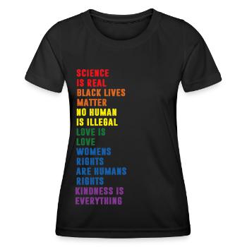 Science Is Real Black Lives Matter LGBTQ CSD Pride - Frauen Funktions-T-Shirt - Schwarz - Vorne - AI Model Female 172 light (172cm)