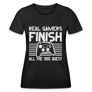 Real Gamers Finishes All The Side Quests - Video G - Women's Functional T-Shirt - black - Front - AI Model Female 172 light (172cm)