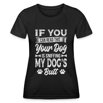 Si vous pouvez lire ceci, votre chien renifle mon chien - T-shirt sport Femme - noir - Devant - AI Model Female 172 light (172cm)