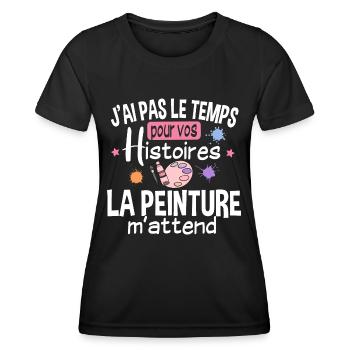 Peintre Peinture Artiste Humour Métier Cadeau Art - T-shirt sport Femme - noir - Devant - AI Model Female 172 light (172cm)