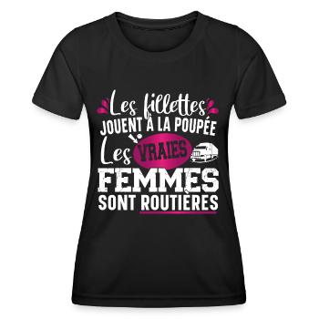 Routière Chauffeur Livreuse Métier Camion Cadeau - T-shirt sport Femme - noir - Devant - AI Model Female 172 light (172cm)