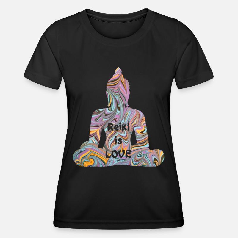 reiki with buddha e 14 - Women's Functional T-Shirt - black