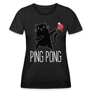 Table Tennis Katze Pingpong Black Cat Outfit - Women's Functional T-Shirt - black - Front - AI Model Female 172 light (172cm)