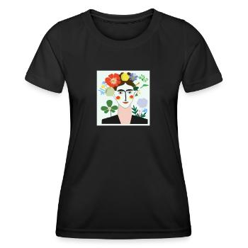 Blumenfrau Portät - Frauen Funktions-T-Shirt - Schwarz - Vorne - AI Model Female 172 light (172cm)