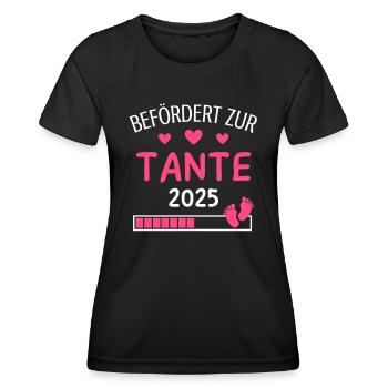 Befördert zur Tante 2025 Geschenk für neue Tante - Frauen Funktions-T-Shirt - Schwarz - Vorne - AI Model Female 172 light (172cm)