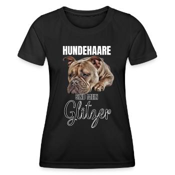 Bulldogge Old English Bulldogge Hund Hunde - Frauen Funktions-T-Shirt - Schwarz - Vorne - AI Model Female 172 light (172cm)