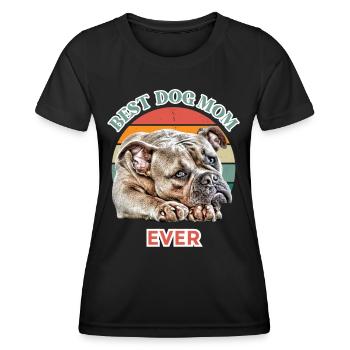 BEST DOG MOM Bulldog Dog Dogs Vieux Anglais - T-shirt sport Femme - noir - Devant - AI Model Female 172 light (172cm)