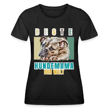 BEST DOG MOM Bulldog Dog Dogs Vieux Anglais - T-shirt sport Femme - noir - Devant - AI Model Female 172 light (172cm)