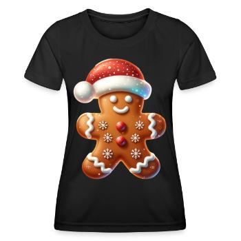 Lebkuchen Lebkuchenmann Xmas - Frauen Funktions-T-Shirt - Schwarz - Vorne - AI Model Female 172 light (172cm)