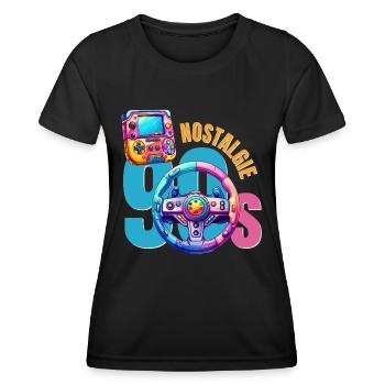Nostalgie 90s 06 - T-shirt sport Femme - noir - Devant - AI Model Female 172 light (172cm)