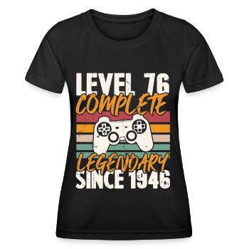 Niveau 76 Complet Vintage Anniversaire 76 Ans - T-shirt sport Femme - noir - Devant - AI Model Female 172 light (172cm)