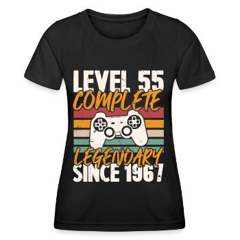 Niveau 55 Complet Vintage Anniversaire 55 Ans - T-shirt sport Femme - noir - Devant - AI Model Female 172 light (172cm)