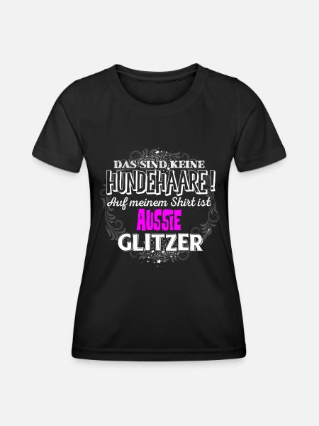 AUSSIE - Glitzer - Frauen Funktions-T-Shirt - Schwarz