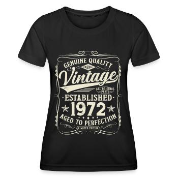 Né en 1972 Vintage Cadeau d’anniversaire - T-shirt sport Femme - noir - Devant - AI Model Female 172 light (172cm)