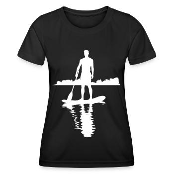 Stand Up Paddle Silhouette SUP - Women's Functional T-Shirt - black - Front - AI Model Female 172 light (172cm)