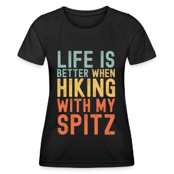 Spitz Wanderhund retro - Frauen Funktions-T-Shirt - Schwarz - Vorne - AI Model Female 172 light (172cm)
