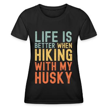 Husky Wanderhund retro - Frauen Funktions-T-Shirt - Schwarz - Vorne - AI Model Female 172 light (172cm)