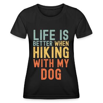 Hund Wanderhund retro - Frauen Funktions-T-Shirt - Schwarz - Vorne - AI Model Female 172 light (172cm)
