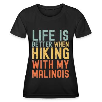 Malinois Hiking dog retro - Women's Functional T-Shirt - black - Front - AI Model Female 172 light (172cm)