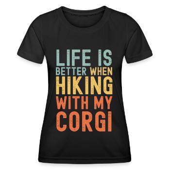 Corgi Randonnée chien rétro - T-shirt sport Femme - noir - Devant - AI Model Female 172 light (172cm)