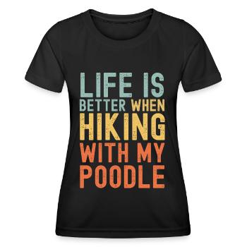 Pudel Wanderhund retro - Frauen Funktions-T-Shirt - Schwarz - Vorne - AI Model Female 172 light (172cm)