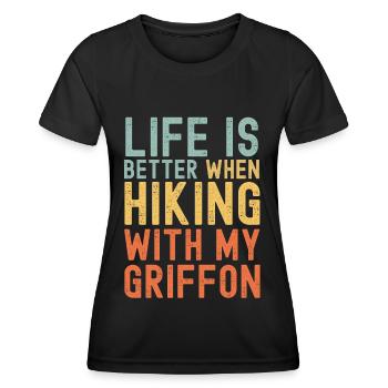 Griffon Wanderhund retro - Frauen Funktions-T-Shirt - Schwarz - Vorne - AI Model Female 172 light (172cm)