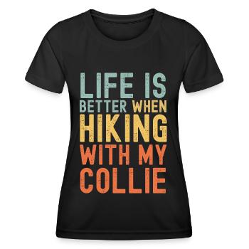 Collie Wanderhund retro - Frauen Funktions-T-Shirt - Schwarz - Vorne - AI Model Female 172 light (172cm)