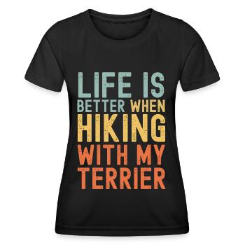 Terrier Wanderhund retro - Frauen Funktions-T-Shirt - Schwarz - Vorne - AI Model Female 172 light (172cm)
