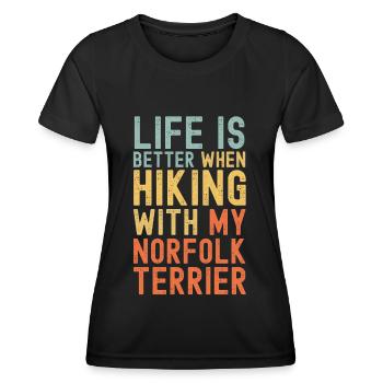 Norfolk-Terrier Wanderhund retro - Frauen Funktions-T-Shirt - Schwarz - Vorne - AI Model Female 172 light (172cm)