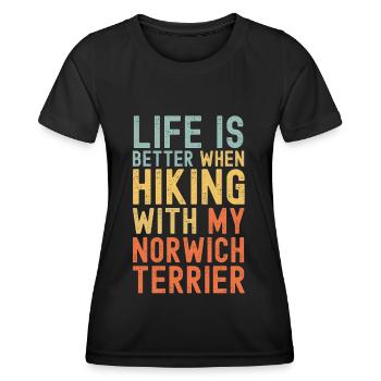 Norwich-Terrier Wanderhund retro - Frauen Funktions-T-Shirt - Schwarz - Vorne - AI Model Female 172 light (172cm)