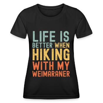 Weimaraner Wanderhund retro - Frauen Funktions-T-Shirt - Schwarz - Vorne - AI Model Female 172 light (172cm)