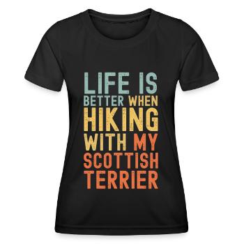 Scottish-Terrier Chien de randonnée rétro - T-shirt sport Femme - noir - Devant - AI Model Female 172 light (172cm)