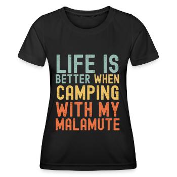 Malamute Camping rétro vintage - T-shirt sport Femme - noir - Devant - AI Model Female 172 light (172cm)