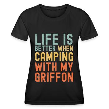 Griffon Camping retro vintage - Frauen Funktions-T-Shirt - Schwarz - Vorne - AI Model Female 172 light (172cm)