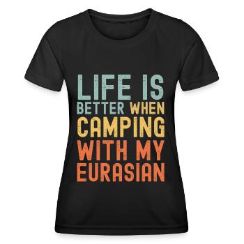 Eurasian Camping retro vintage - Women's Functional T-Shirt - black - Front - AI Model Female 172 light (172cm)