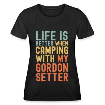 Gordon Setter Camping rétro vintage - T-shirt sport Femme - noir - Devant - AI Model Female 172 light (172cm)