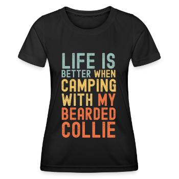 Bearded Collie Camping rétro vintage - T-shirt sport Femme - noir - Devant - AI Model Female 172 light (172cm)