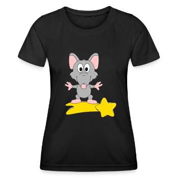 RATTE - STERNSCHNUPPE - STERNE - TIER - TIERISCH - Frauen Funktions-T-Shirt - Schwarz - Vorne - AI Model Female 172 light (172cm)