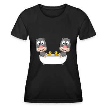 BADEN - BADEWANNE - MAULWÜRFE - MAULWURF - TIERE - Frauen Funktions-T-Shirt - Schwarz - Vorne - AI Model Female 172 light (172cm)
