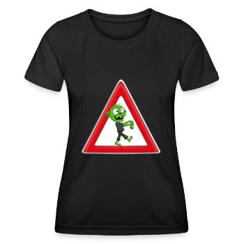 ACHTUNG ZOMBIE - HALLOWEEN - Frauen Funktions-T-Shirt - Schwarz - Vorne - AI Model Female 172 light (172cm)