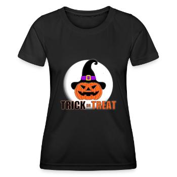 HALLOWEEN - KÜRBIS - TRICK OR TREAT - Frauen Funktions-T-Shirt - Schwarz - Vorne - AI Model Female 172 light (172cm)