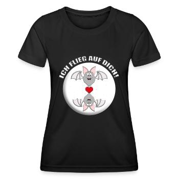 ICH FLIEG AUF DICH! - FLEDERMÄUSE - LIEBE - HERZ - Frauen Funktions-T-Shirt - Schwarz - Vorne - AI Model Female 172 light (172cm)