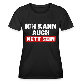 Ich kann auch Nett sein lustige Sprüche über Nett - Frauen Funktions-T-Shirt - Schwarz - Vorne - AI Model Female 172 light (172cm)